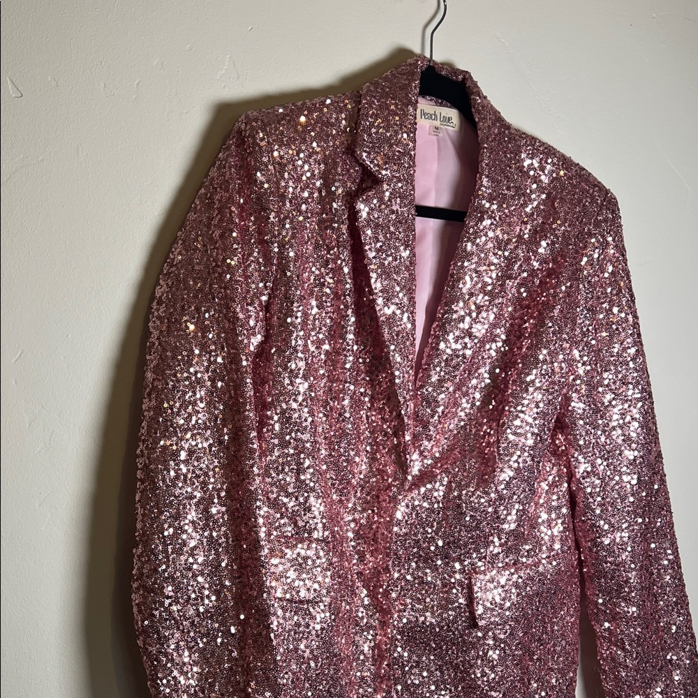 Peach Love Pink Women’s Sequin Blazer Jacket Festival, Western, Like new Medium - Picture 4 of 8